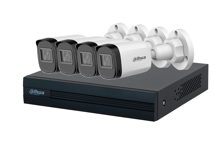 Kit de Videovigilancia Dahua de 4 Cámaras Bullet / 2 Megapixeles / 1080p / H.265+ / Iluminación IR 30m / Protección IP67