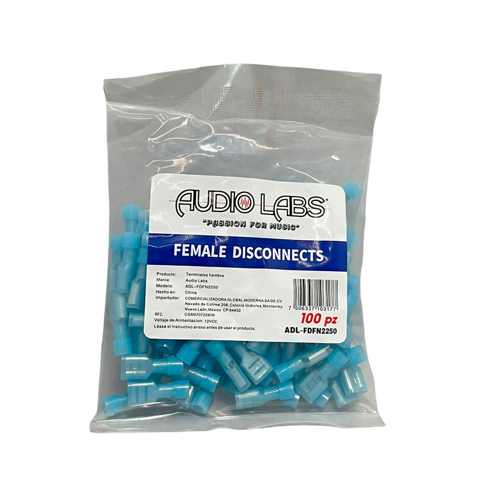 Paquete 100 Terminales Hembra Zapata Forrada Adl-fdfn2250