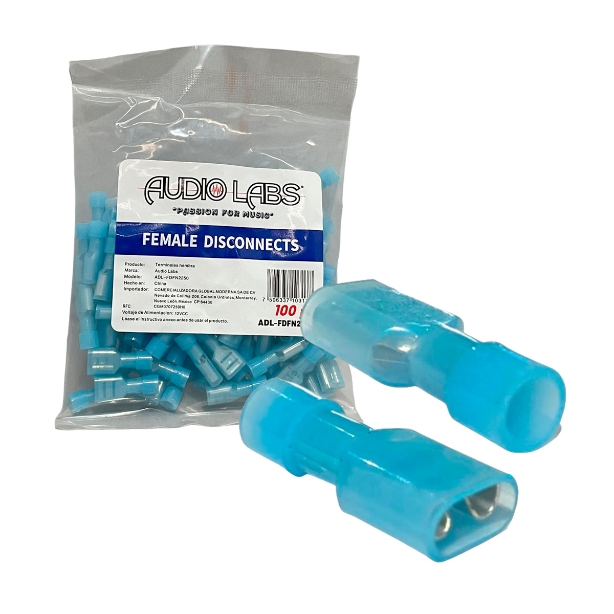 Paquete 100 Terminales Hembra Zapata Forrada Adl-fdfn2250