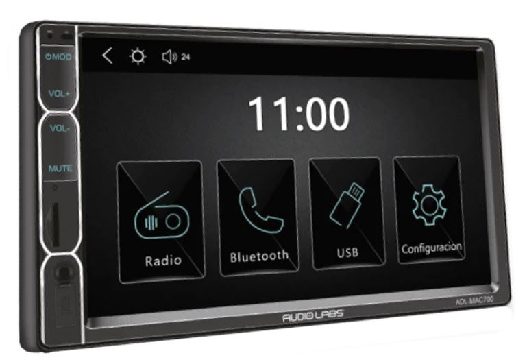 Autoestéreo AUDIO LABS 2 DIN con Car Play y Android Auto MP5, BT y Mirror Link – ADL-MAC700