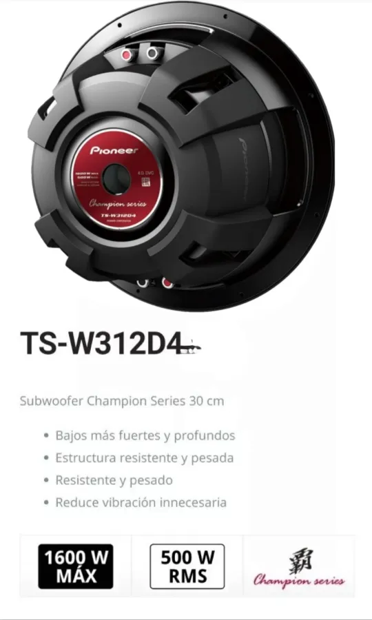 Subwoofer 12 Pulgadas Pioneer  Tsw312 D4 1600w Doble bobina
