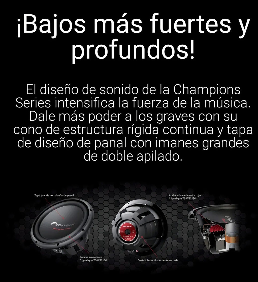 Subwoofer 12 Pulgadas Pioneer  Tsw312 D4 1600w Doble bobina