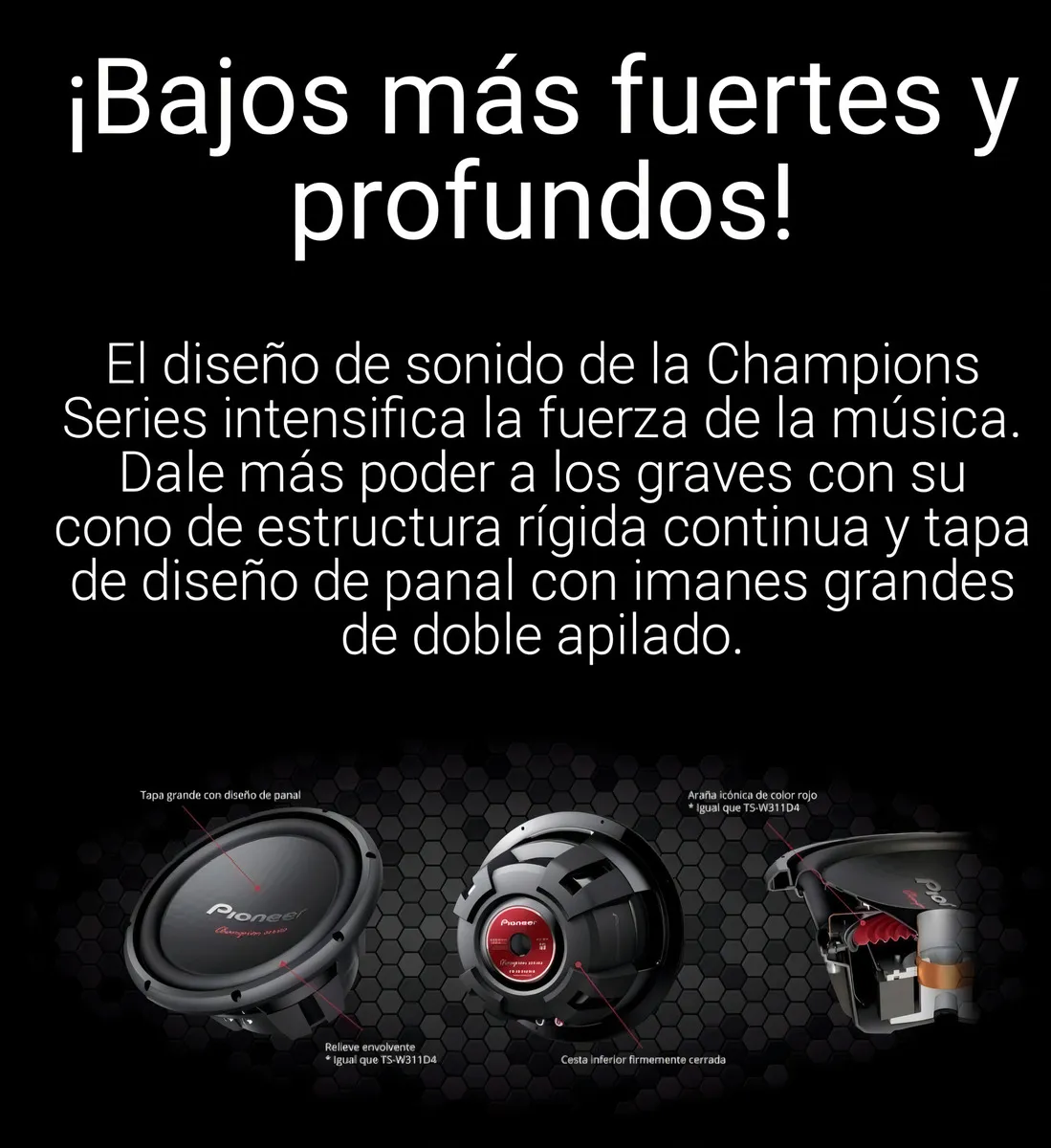 Subwoofer 12 Pulgadas Pioneer  Tsw312 D4 1600w Doble bobina