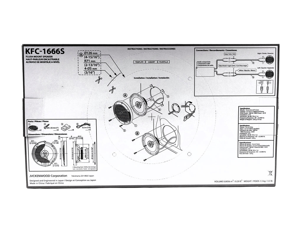 Bocinas Coaxiales 6.5 Pulgadas Kenwood Kfc-1666s 2 Vías 300w