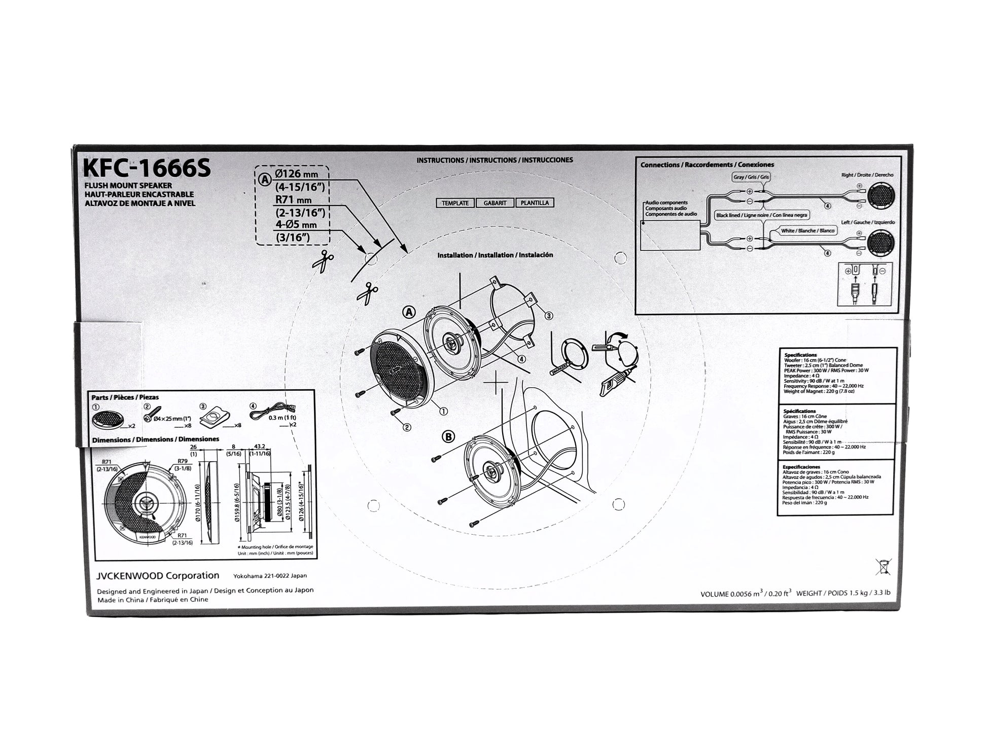 Bocinas Coaxiales 6.5 Pulgadas Kenwood Kfc-1666s 2 Vías 300w