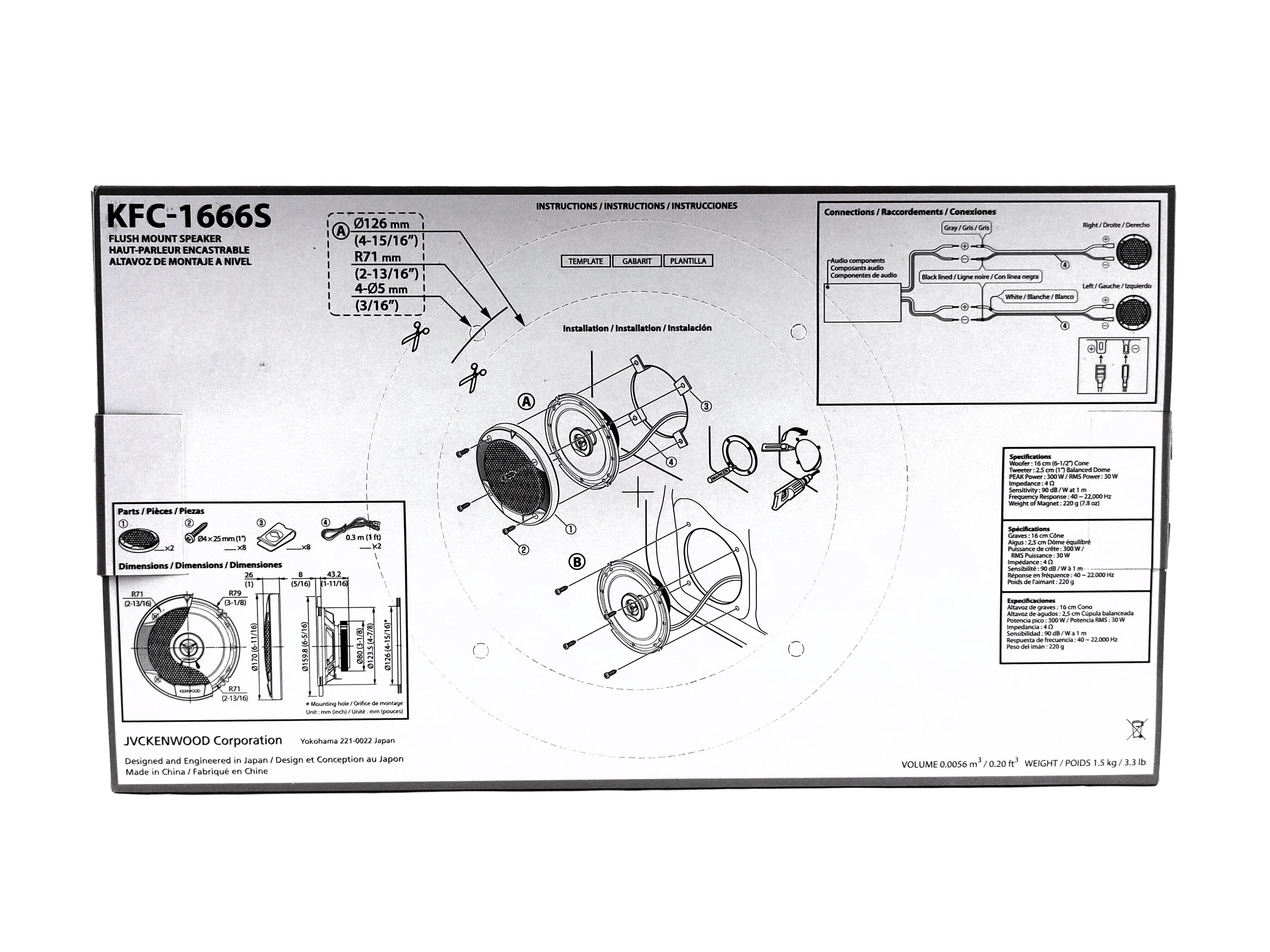 Bocinas Coaxiales 6.5 Pulgadas Kenwood Kfc-1666s 2 Vías 300w
