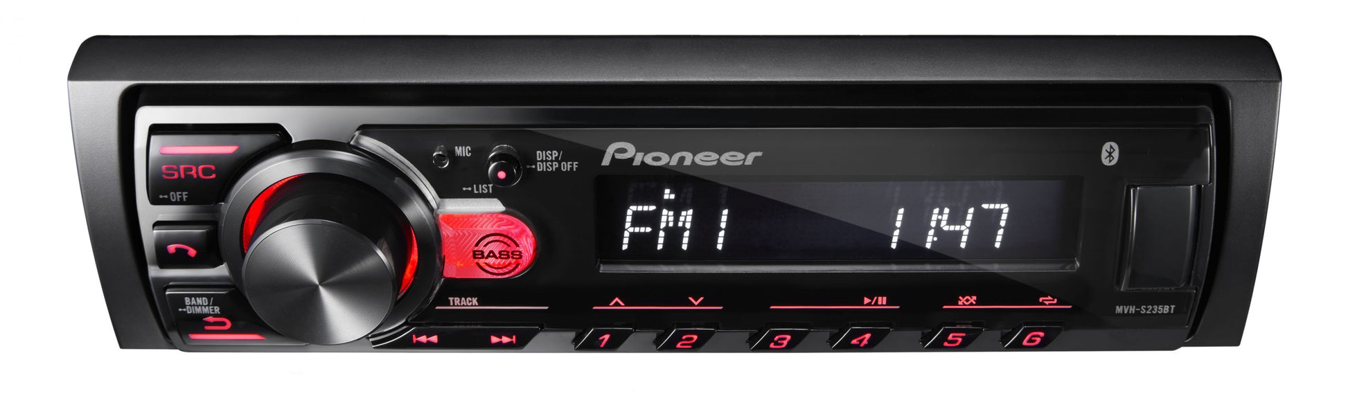 Autoestéreo Pioneer Mvh-s235bt 1din Bluetooth 50wx4 Color Negro