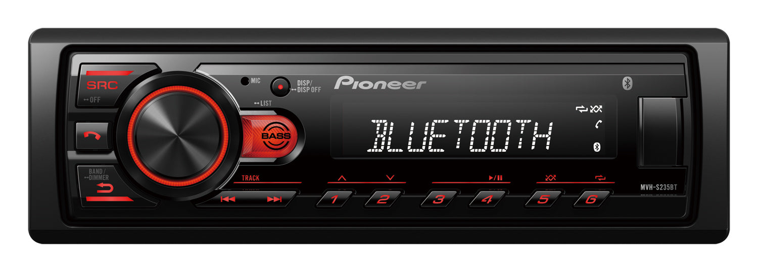 Autoestéreo Pioneer Mvh-s235bt 1din Bluetooth 50wx4 Color Negro