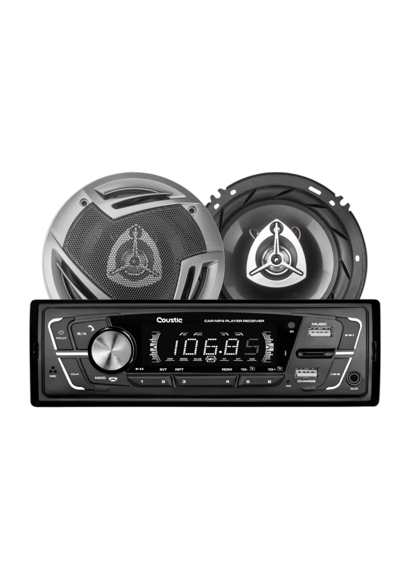 PAQUETE ESTEREO 1 DIN / BOCINAS 6 PUL COUSTIC - CO-PK300