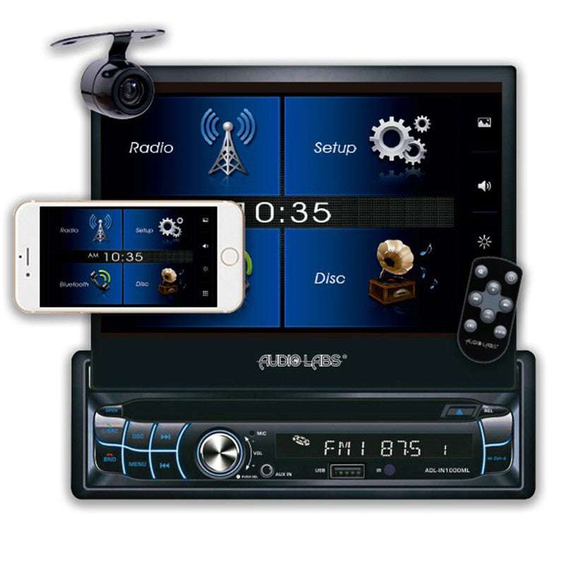 Autoestéreo AUDIO LABS 1 DIN con pantalla motoriza de 7" – ADL-IN1000ML